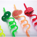 Fruit Decorative PVC/PET Hard Plastic Reusable Crazy Drinking Thick Straw